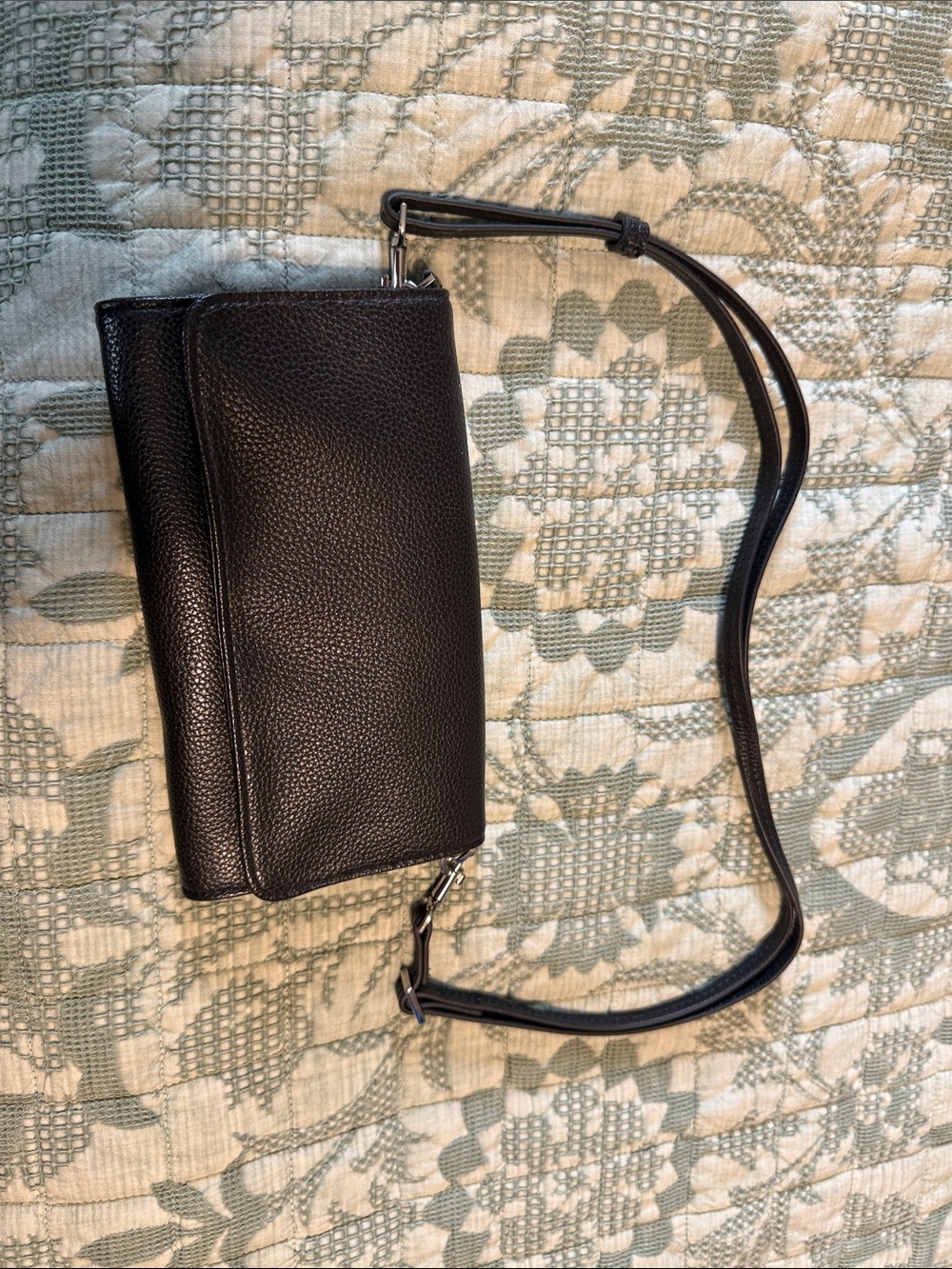 Vera Bradley Black Pebbled Leather Crossbody Bag